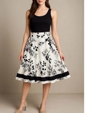 Apostrophe Cotton A-Line Floral Boho Cottagecore Y2K Fairycore Midi Skirt XL